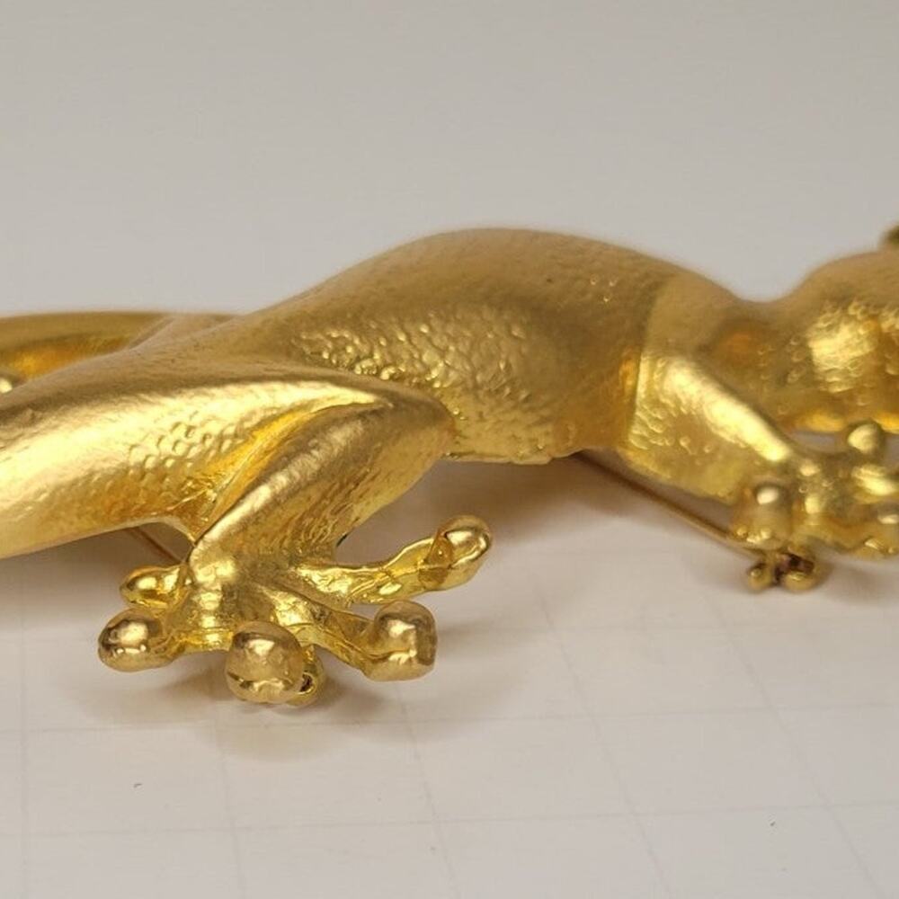 VintageVintage Gold Tone Gecko Lizard Brooch - Picture 9 of 12